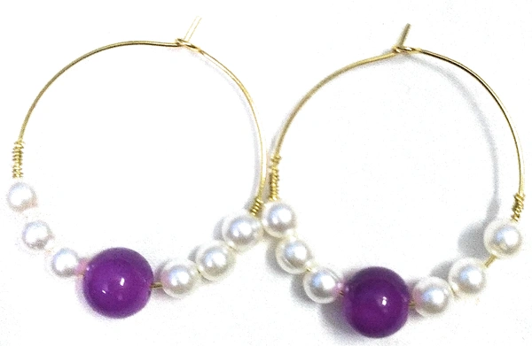 NIBRAS Purple Pearl Hoop Earrings - B09JN3MCW4, 6 gm, 4.5cm x 4cm x 1cm